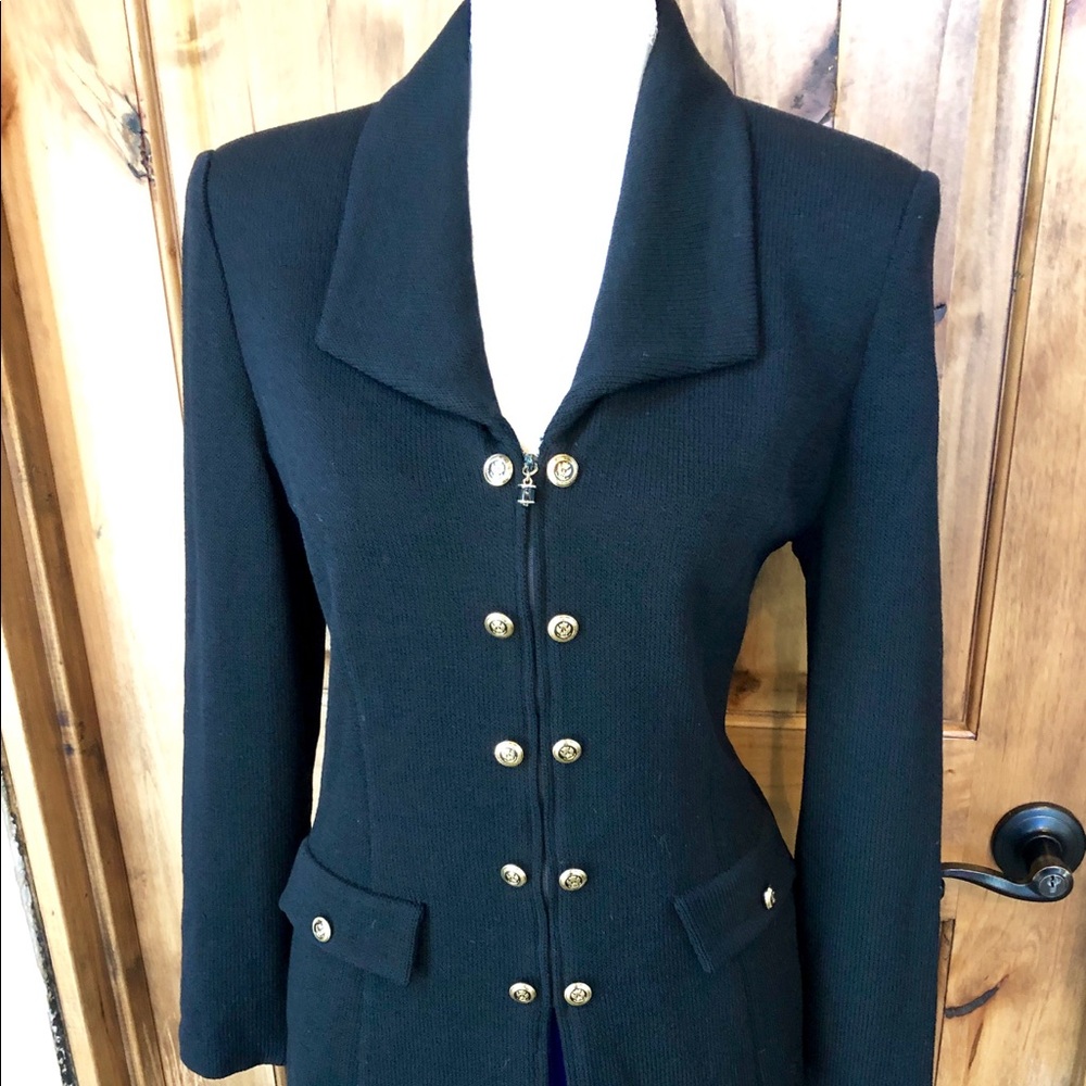 St. John Basics Black Jacket w/ Purple Skirt
